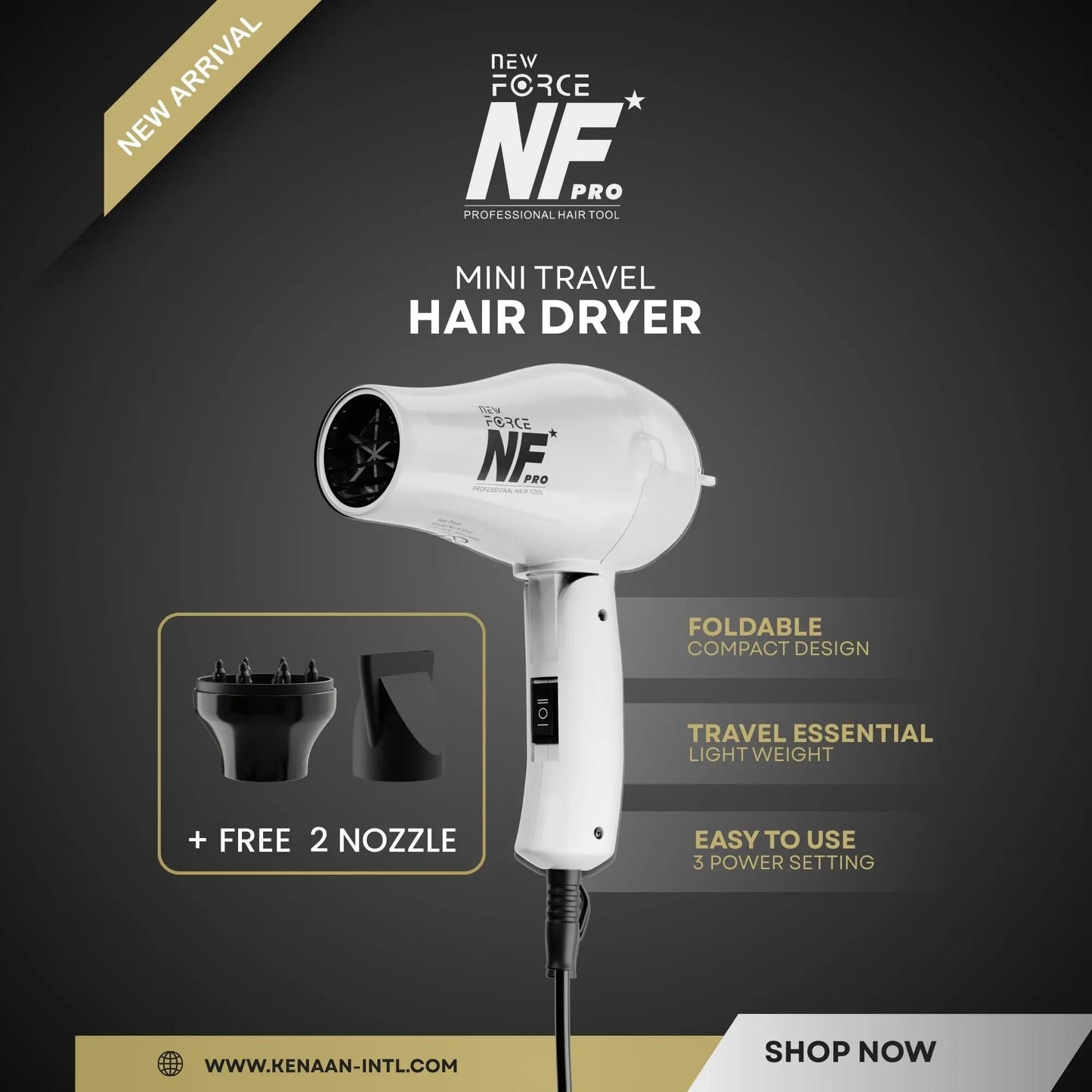 New Force Pro Hair Dryer 1200 Watts Power - Kenaan International