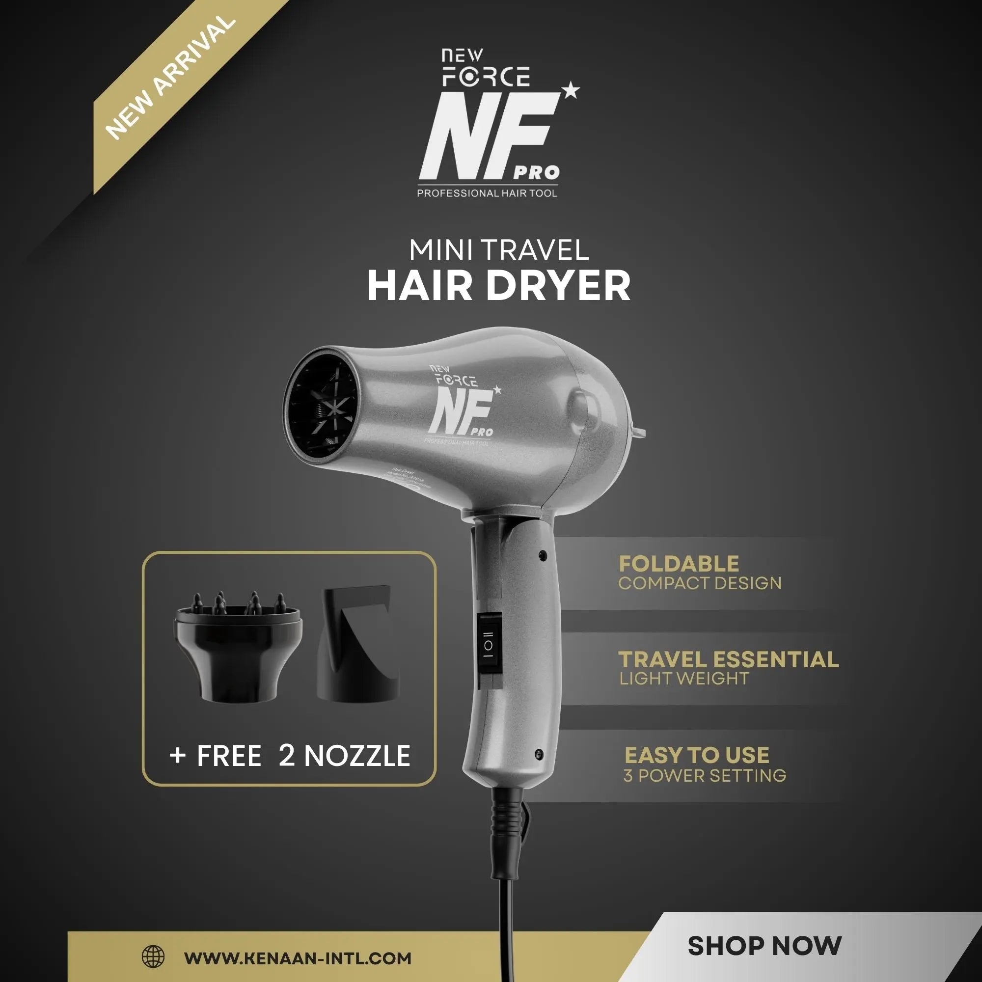 New Force Pro Hair Dryer 1200 Watts Power for Fast Styling