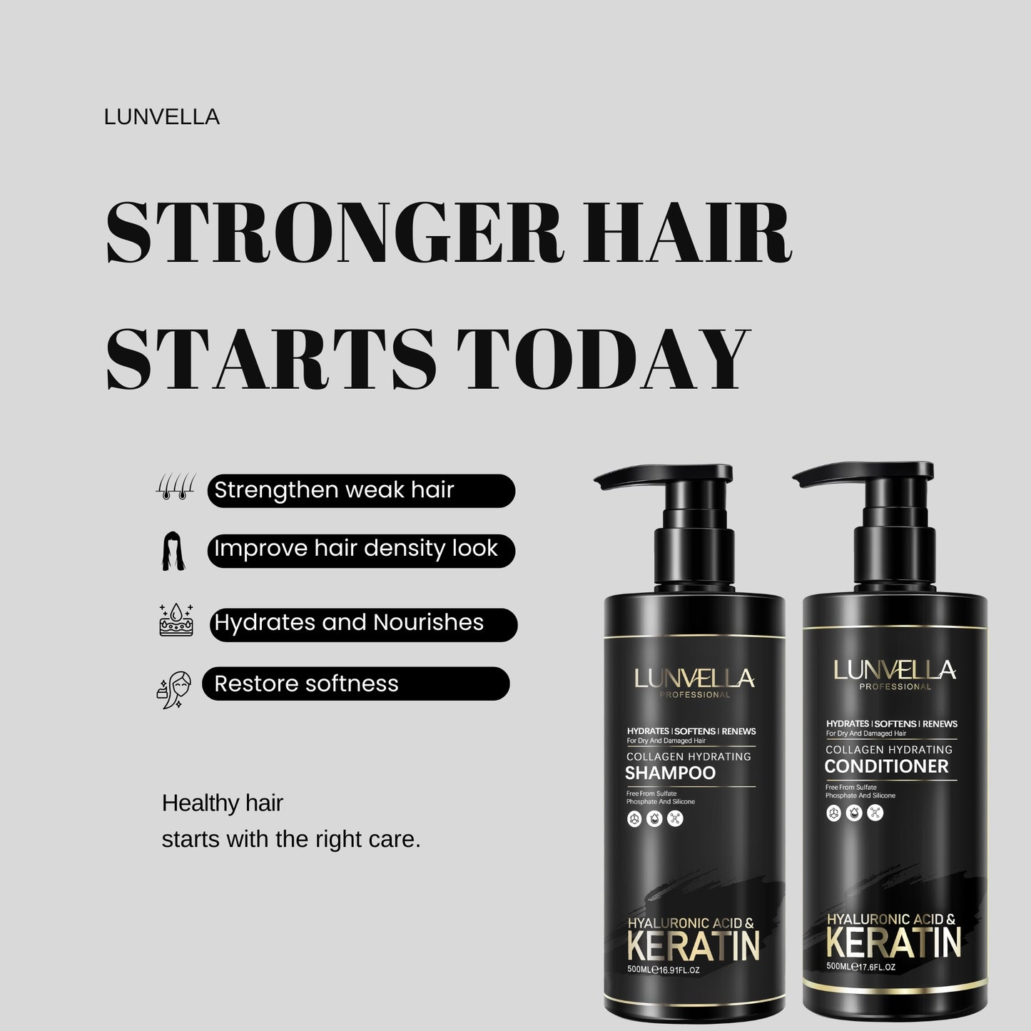 LUNVELLA Collagen Hydrating Shampoo & Conditioner Set