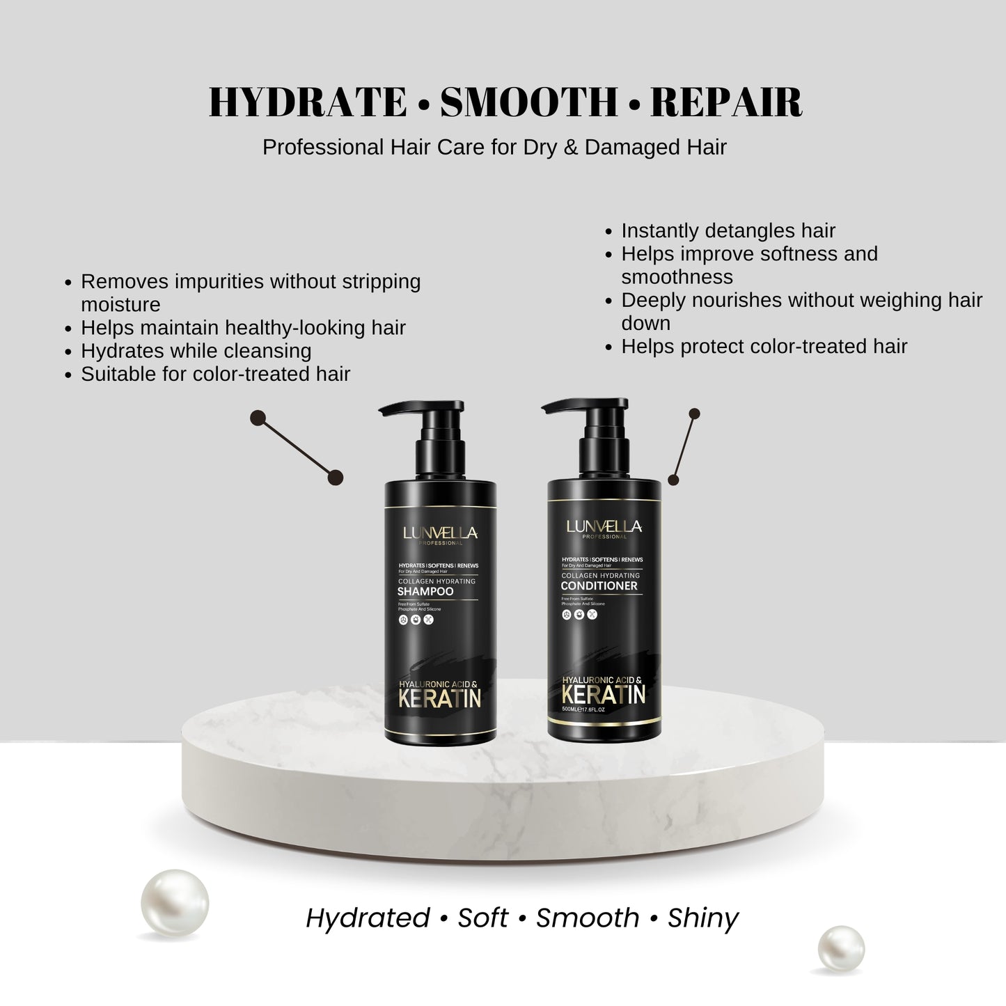 LUNVELLA Collagen Hydrating Shampoo & Conditioner Set