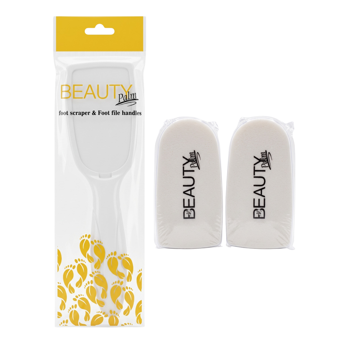 Beauty Palm Foot File Handle & Scraper - White