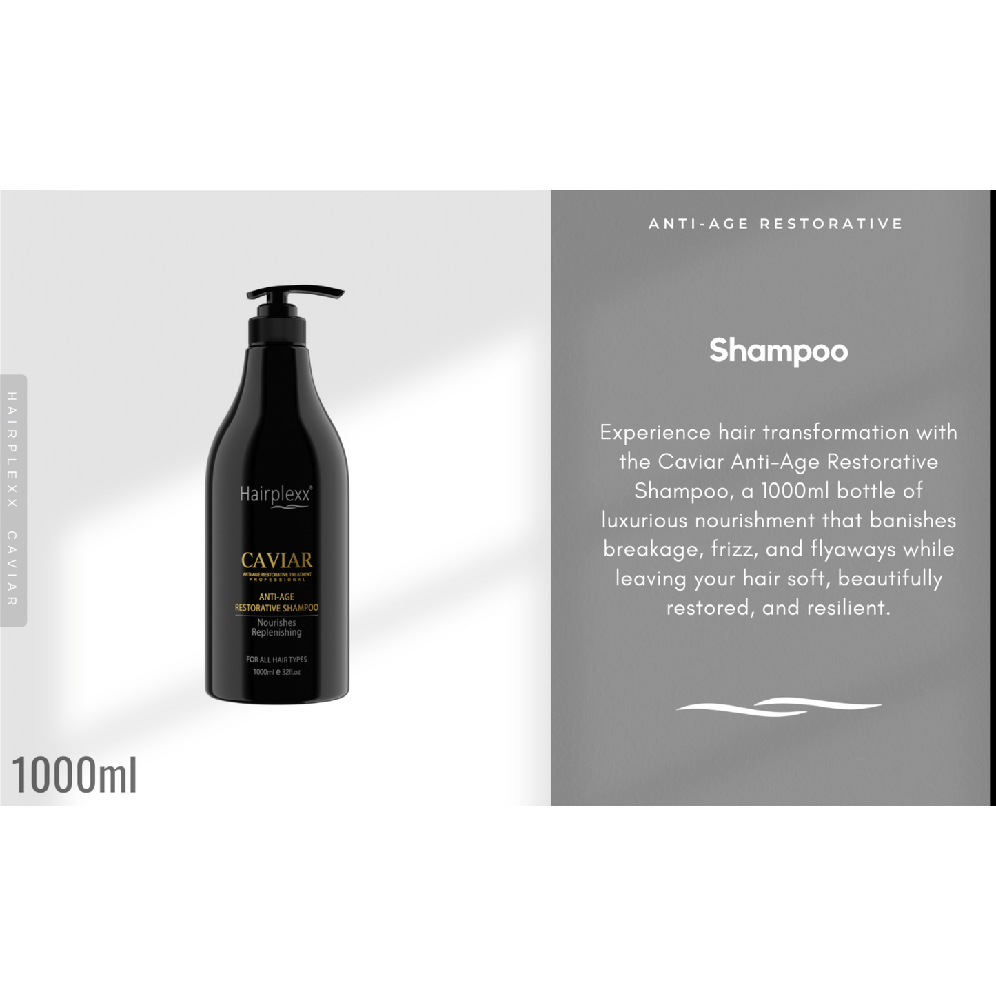 Hairplexx Caviar Restorative Shampoo – Anti-Age Repair for Soft, Shiny Hair (1L)